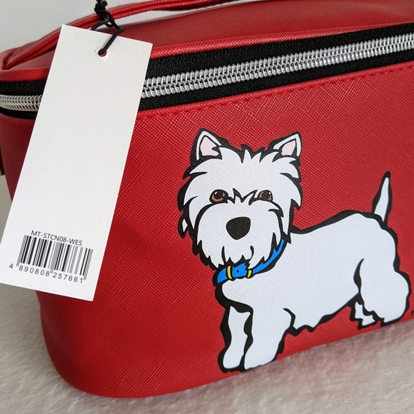 marc tetro Westie Cosmetic Case Bag Extra Large PVC Saffiano Red NWT - Picture 13 of 13